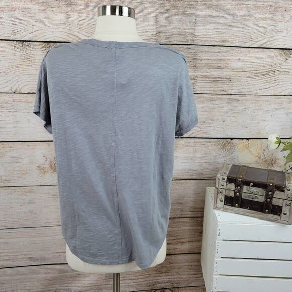 NWT Bobi Short Sleeve Rib Trim Top Overcast Green Gray Small‎ - Picture 2 of 6